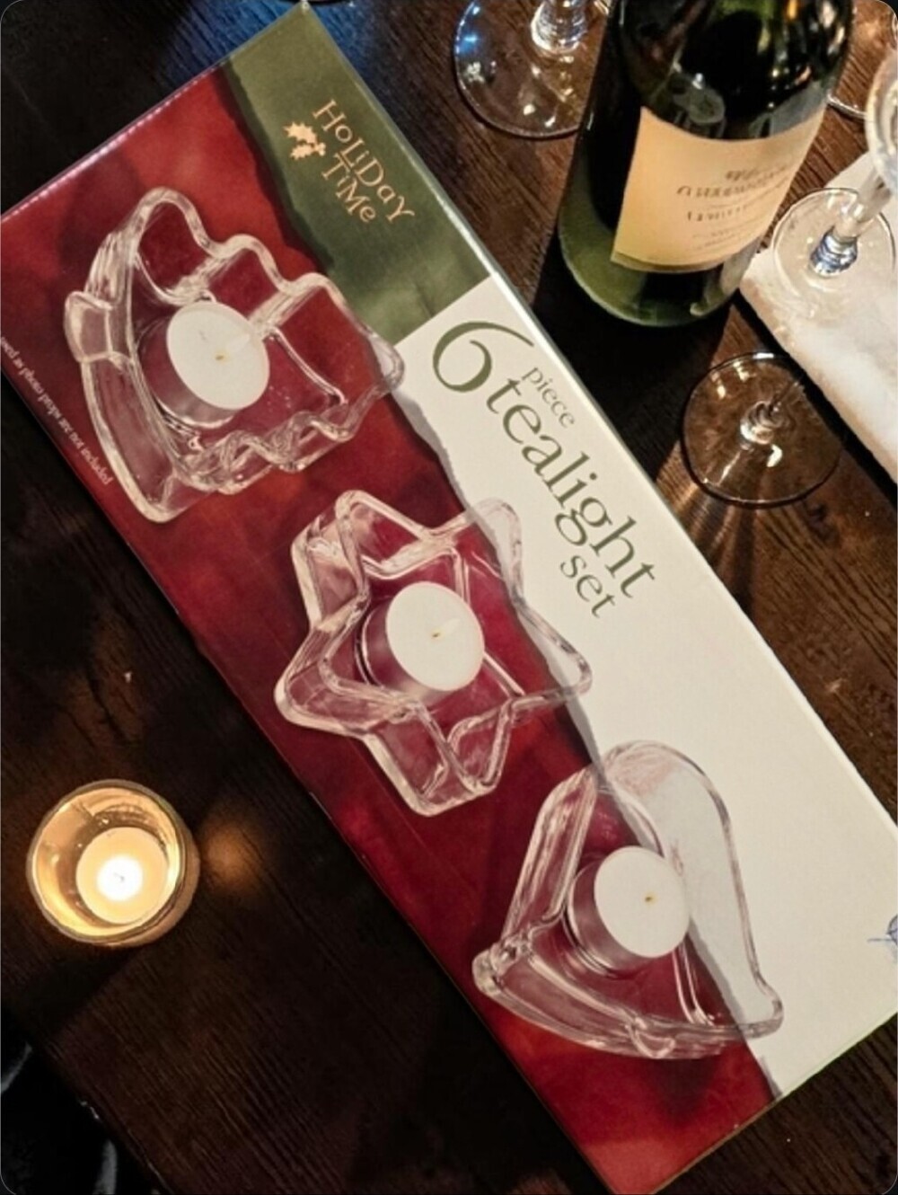 Holiday Time | Vintage 1990s Christmas Heavy Glass Tealight Candle Holder Set